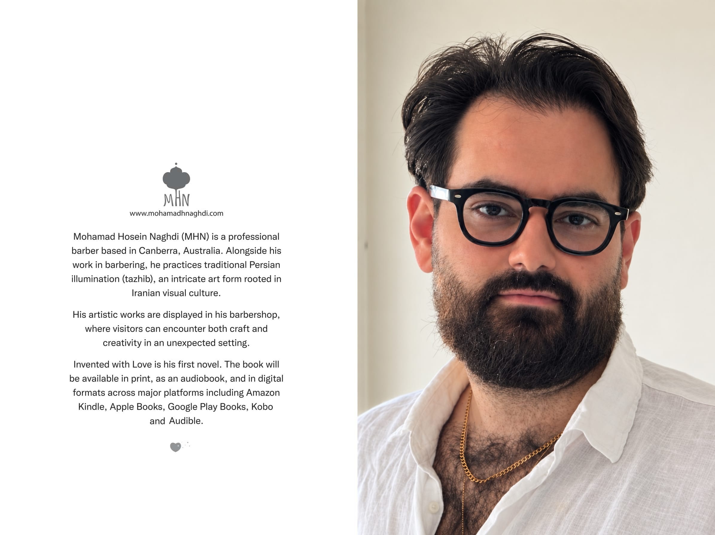 Mohamad Hosein Naghdi (MHN), author of the novella Invented With Love